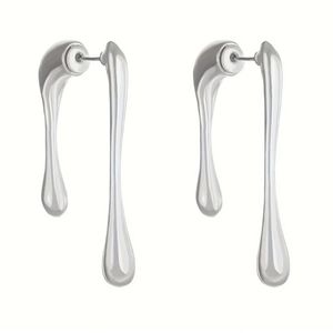 Silver Water Drop Design Stud Earrings